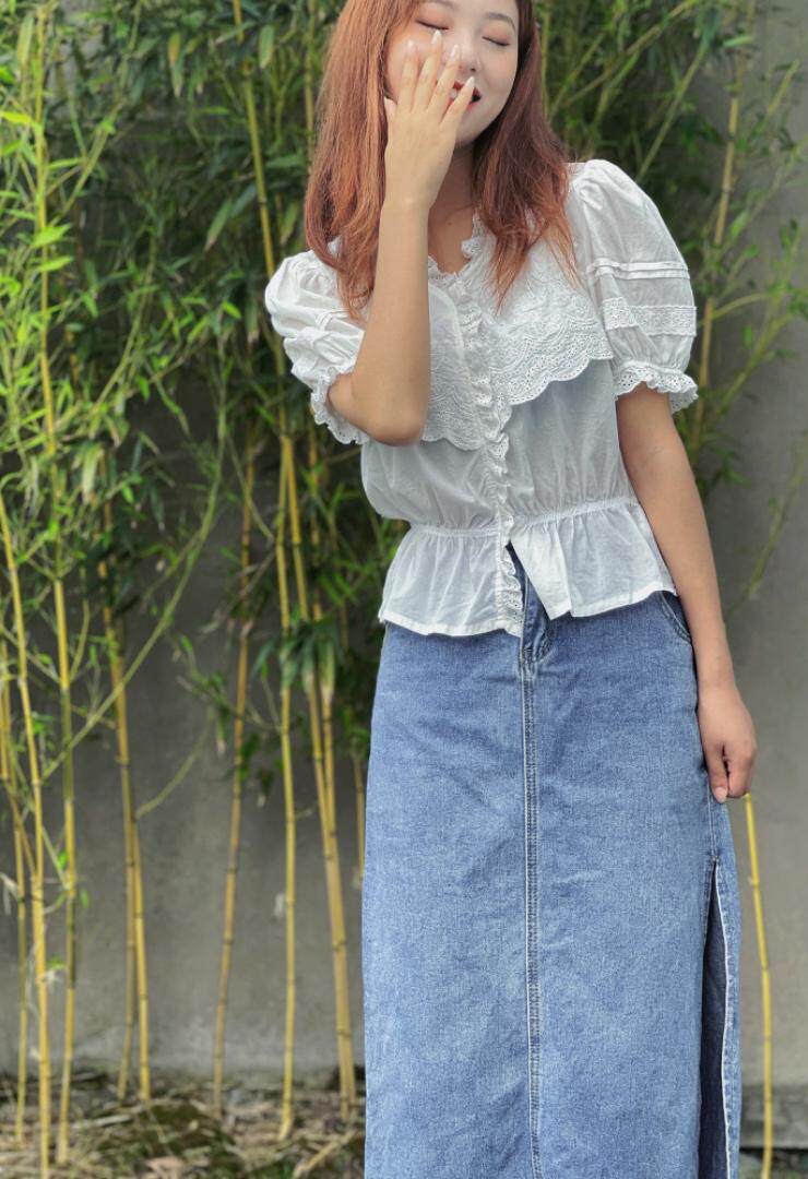 现货夏季新款手工绣衬衫，女装衬衫，木可可木R