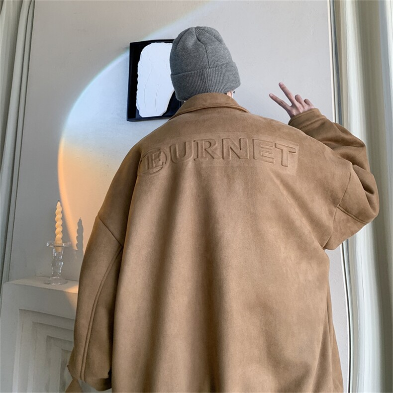 特P75控12824/秋季重磅鹿皮绒美式字母钢印翻领夹克外套JK2301，男装夹克，电商B370