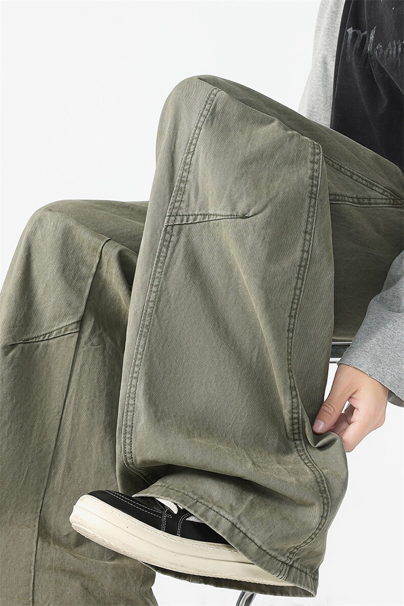 8XL-M工装裤男秋季日系男直筒宽松阔腿休闲弯刀裤子男K9177P65,男装工装外套,电商D206-1
