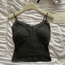 蕾丝拼接小吊带背心女内搭夏季纯欲性感无袖打底上衣，女装背心吊带，梦白服饰厂