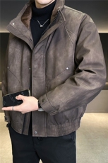 新标90绒皮衣羽绒服男冬季2025新款毛领皮夹克A313-2635-P285，男装夹克，电商A313