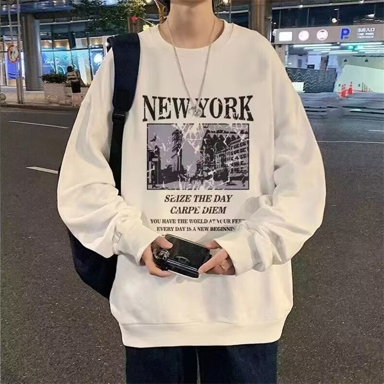 潮圆领卫衣男生秋季潮牌百搭无帽外套高街ins港风上衣WY1152，女装短外套，星座516A