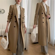 现货新款双面羊毛呢带复试后开叉100%全毛修身气质御姐款大衣，女装双面呢大衣，丝露依尚（原SL）