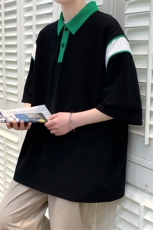 夏装学生运动休闲翻领Polo衫撞色拼接短袖T恤男女629-P35控价58，男装Polo衫，电商A441-1