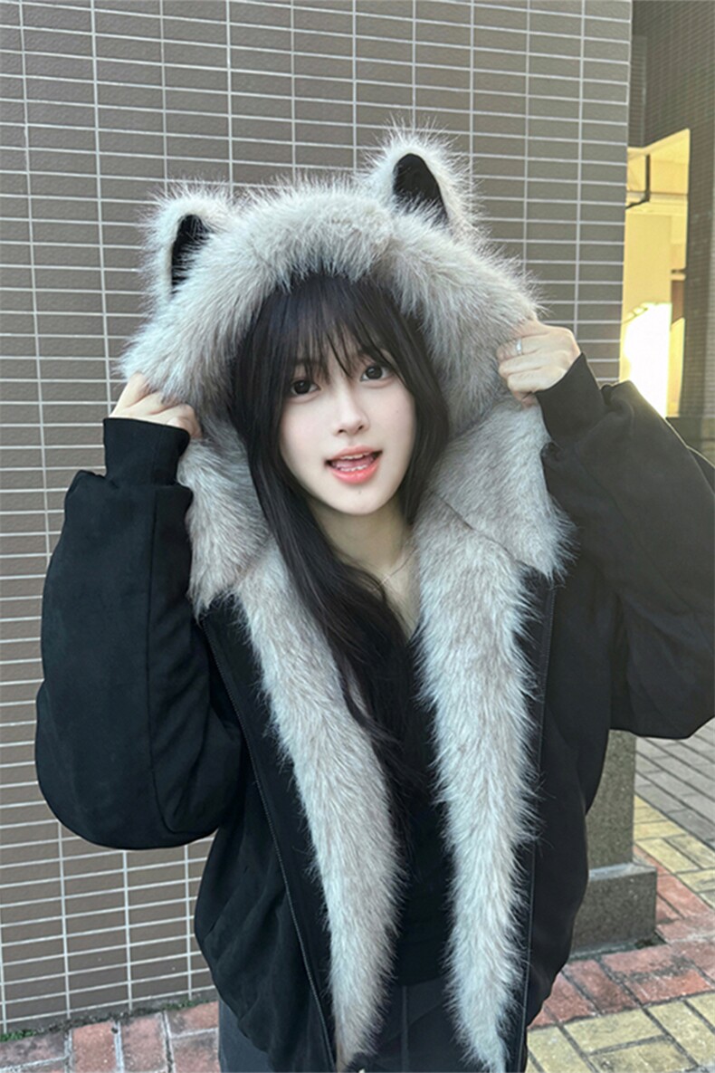 [网图]座山雕猫耳连帽棉服冬季夹棉加厚棉衣5D4092-TP100178,男装棉衣,电商A102