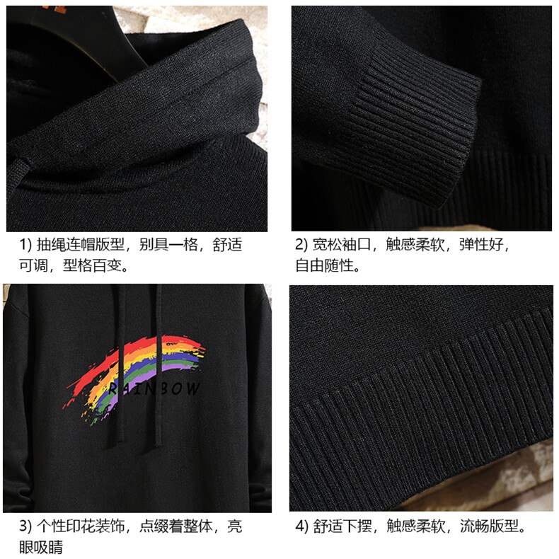 LM68064-P58加绒款-P68连帽毛衣男大码带帽针织衫男毛线衣砖墙,男装针织衫/毛衣,电商A040A