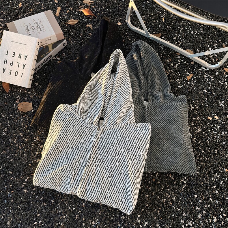 港风秋冬款男女连帽卫衣拉链开衫条纹宽松外套WY82P55,女装短外套,星座1013-1