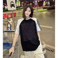 抖音得物品质二开240克宽松纯棉美式潮牌插肩三杠织带短袖T恤，男装T恤，电商A486