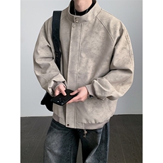 PY302/P85春装新款现货立领皮夹克男雾面潮流宽松大码皮衣外套，男装夹克，电商基地A050