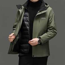 男装羽绒服YR2356数据款三合一内胆单穿可脱卸新增白色户外外套，男装羽绒服，钱塘207-1