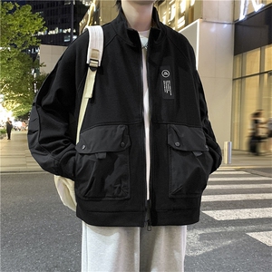 翻领外套秋季2024新款潮牌拼接夹克休闲宽松上衣 A436-W106-P68图片