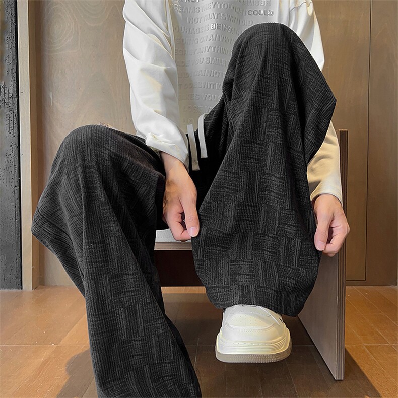男士春秋季2025新款宽松直筒卫裤阔腿运动男生休闲长裤图片