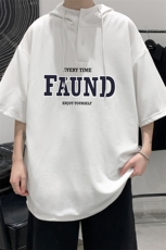 LD54295-P45NASA连帽短袖t恤男大码胖子带帽五分袖中袖，男装T恤，电商A040