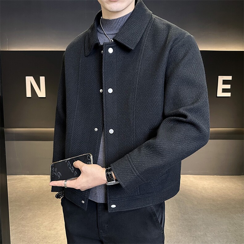 秋冬新款含羊毛毛呢外套呢子夹克男纯色短款呢料B321-2559-P140，男装夹克，电商B321-1
