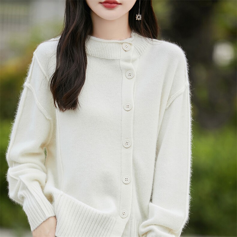 老钱风设计感针织开衫女2025新款法式斜门襟宽松加厚毛衣保暖外套图片