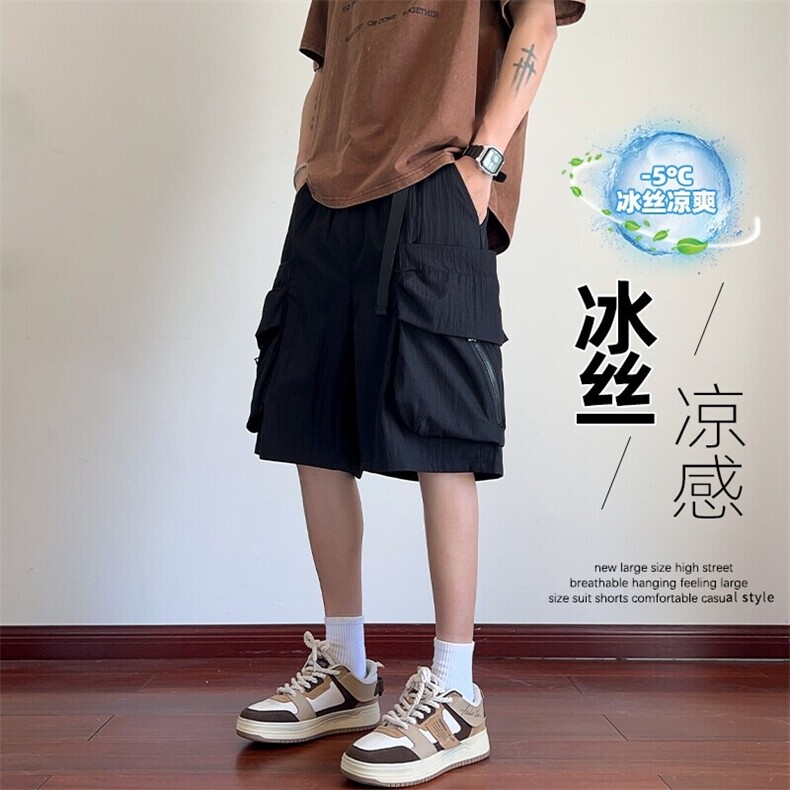 特批P28无差价夏季港风薄款冰丝凉感多口袋大码工装短裤男DK5865,男装休闲裤,电商A001-1