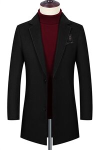 新款50%毛呢中长款风衣男秋冬绣花大码外套毛呢大衣男1961-P170图片