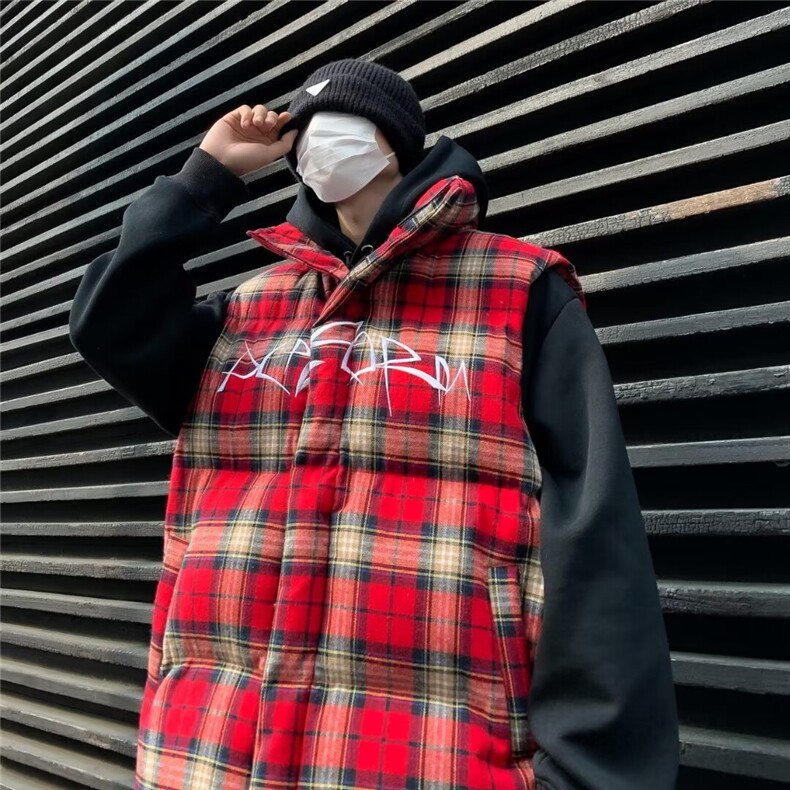 男秋冬新款刺绣格子布棉马甲M9011P70,男装背心/马甲,星座1116-2