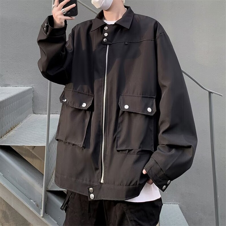 秋款男夹克衫工装大口袋铆钉宽松休闲外套J627P67,男装夹克,星座1013-1