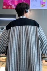 8XL-M特大码衬衫男假两件拼接衬衫新中式坎肩马甲外穿CS508TP68，男装衬衫，电商D206-1