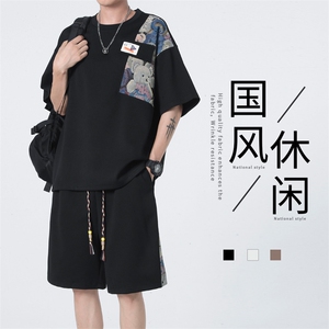 ！直播高品质！2024夏季男士风短袖T恤套装TZH245特P45图片