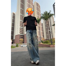 【有货】CK201CC-特P50复古做旧绣染破洞弯刀牛仔裤男女，男装牛仔裤，星座1007（原301D）
