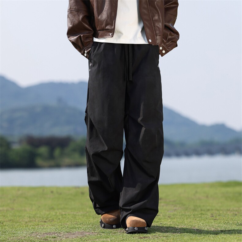 美式酷飒风工装裤新款宽松直筒阔腿潮牌裤子简约K02537-P52，男装工装外套，星座308B-2