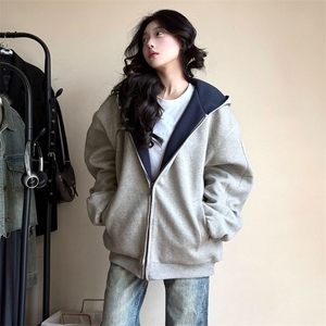 抖音得物高品质二开 26春装美式重磅宽松结构双面连帽卫衣外套W68图片
