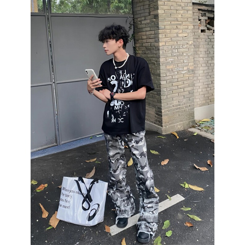 【有货】迷彩工装裤男款直筒宽松破坏感帆布裤子N0089CC-特P55,男装工装外套,星座1007（原301D）