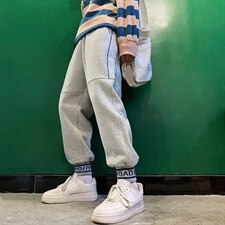 2021夏季新街拍港风大码卫裤男运动束脚条纹学生休闲裤K66-P45，男装休闲裤，电商A001