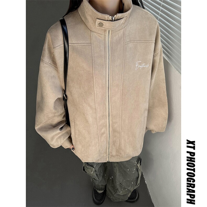 主推中性风美式复古麂皮绒立领潮牌夹克外套上衣男女G1093P88,男装夹克,电商A339