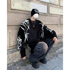 美式圆领毛衣男慵懒风休闲针织衫X7151P65，男装针织衫/毛衣，星座1116-2