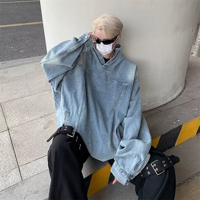 连帽牛仔卫衣美式秋季夹克新款男时尚潮外套N91P65,男装夹克,星座1116-2