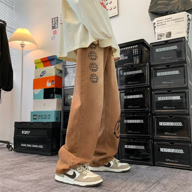 美式街头字母涂鸦牛仔裤男oversize宽松直筒拖地阔腿裤N0834-p47,男装牛仔裤,星座1008-2