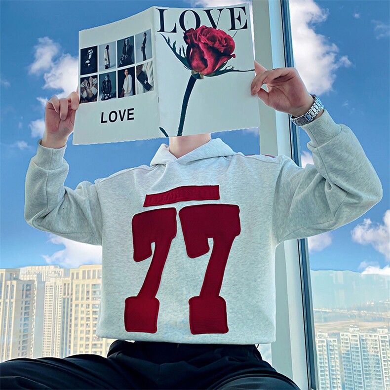 AW181/特P88控118秋季社会小伙美式复古设计感连帽刺绣卫衣男,男装卫衣,星座305B-1