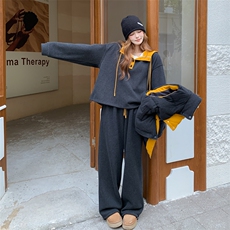 25新品冬季50羽绒马甲加绒卫衣套装6533-P355-459，女装套装/套裙，2C317