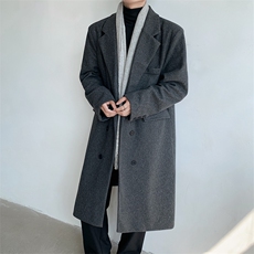 中长款毛呢大衣男2024新款春秋季棉外套高级感英伦风衣JK0252-P98，男装风衣，星座308B-2