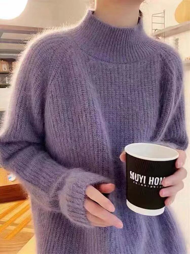 半高领女设计感麻花打底秋冬高级感超好看毛衣,针织衫/毛衣,半城羊绒