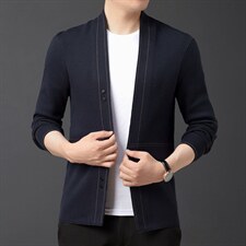 男春秋季新款2022商务休闲男士外套宽松中年长袖羊毛纯色上衣服，男装针织衫/毛衣，电商B212（原钱塘6029）