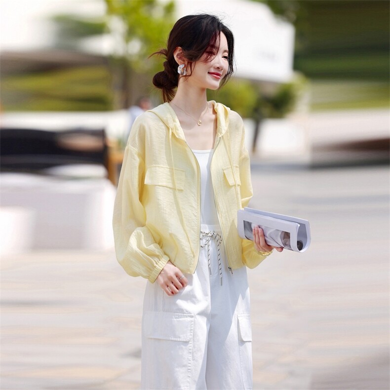 轻薄防晒衣女2025夏季新款宽松高级感休闲透气户外防晒衫短款外套,女装防晒衣,鑫源服饰