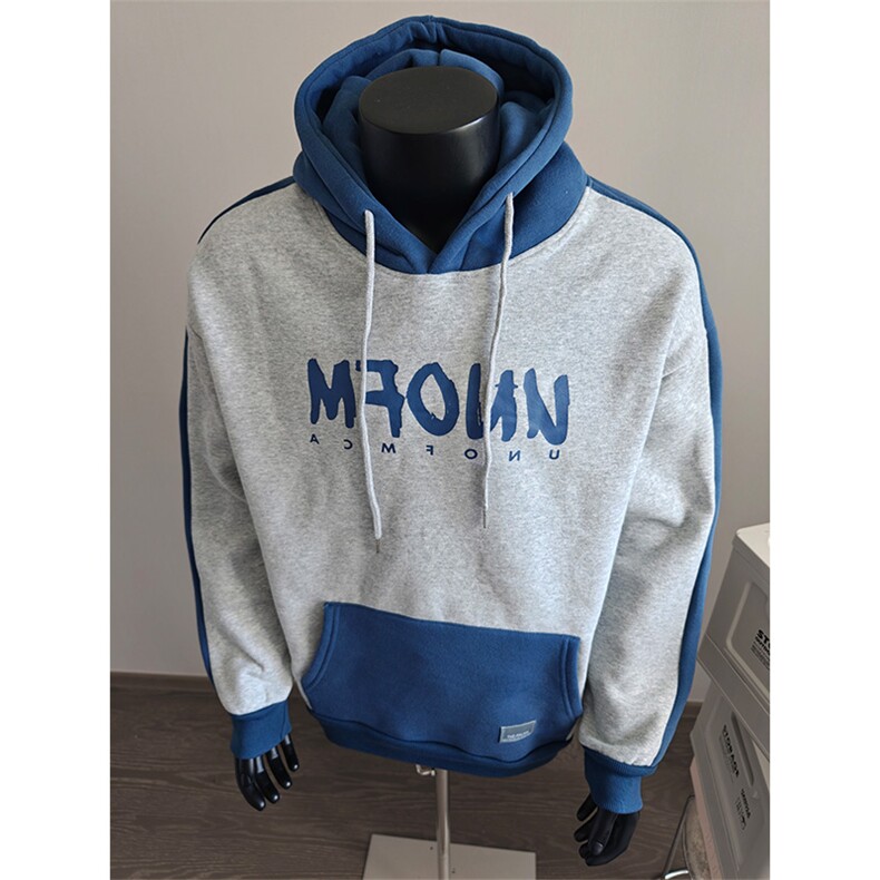 假模简约拼色少年感拼接春秋加绒卫衣外套连帽上衣W005/P30特，女装短外套，电商A243