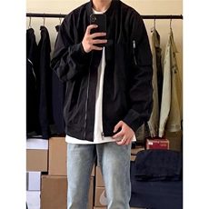1506/QXK170/P42美式复古黑色拉链潮牌宽松痞帅工装棒球服夹克男，男装夹克，星座1506