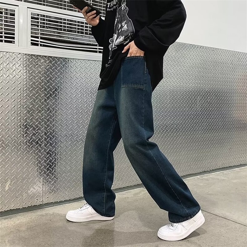 男秋季潮大码美式复古做旧牛仔裤N7057P40,男装牛仔裤,星座1116-2