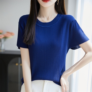 设计感小众正肩短袖女t恤夏季新修身短款灰色上衣服图片