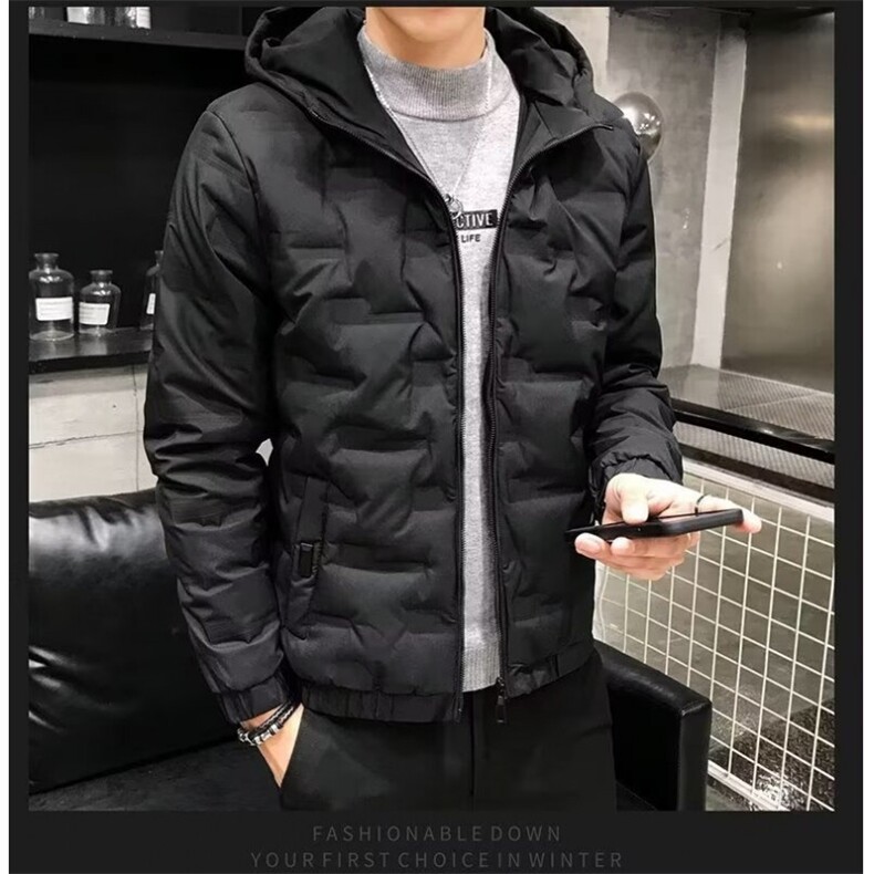 连帽羽绒服男士短款冬天年新款冬季潮牌潮流帅气加厚冬装外套图片
