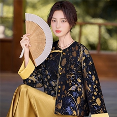 9759时尚复古新中式盘扣外套，女装短外套，罗得堡