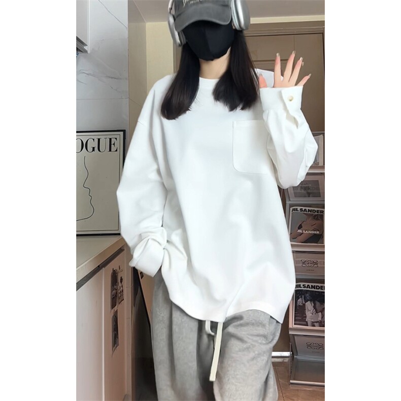 衬衫袖圆领卫衣宽松长袖T恤衫内搭W4642-P27【特价】,男装T恤,电商A007