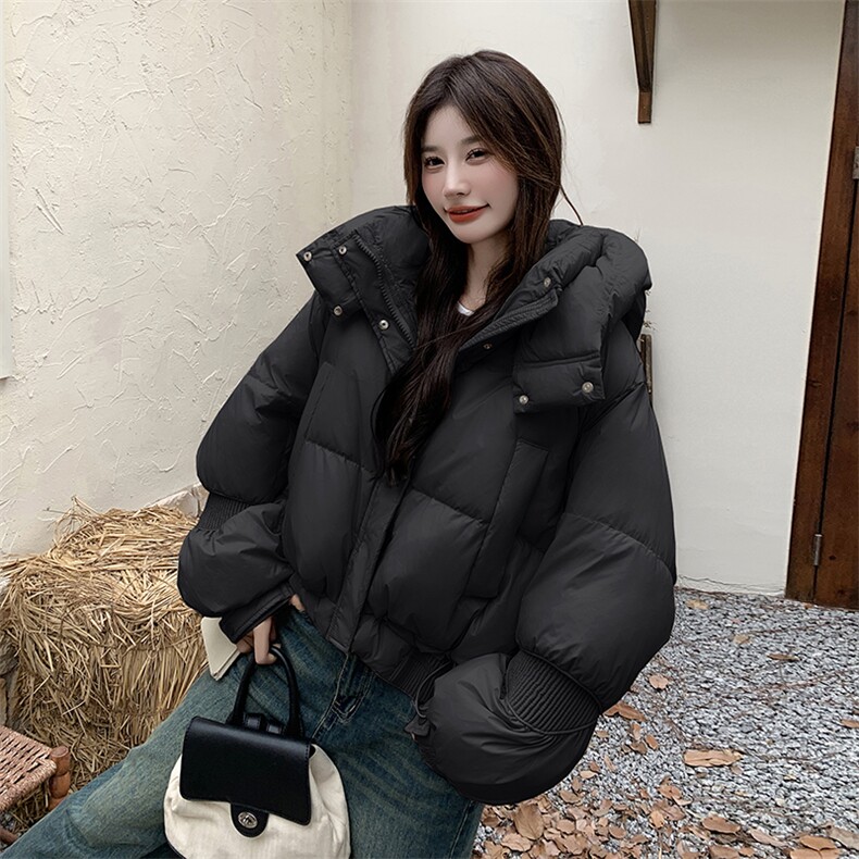 【新款现货】设计感连帽短款小个子白鸭绒面包服99819款P235K338,女装羽绒服,2C316