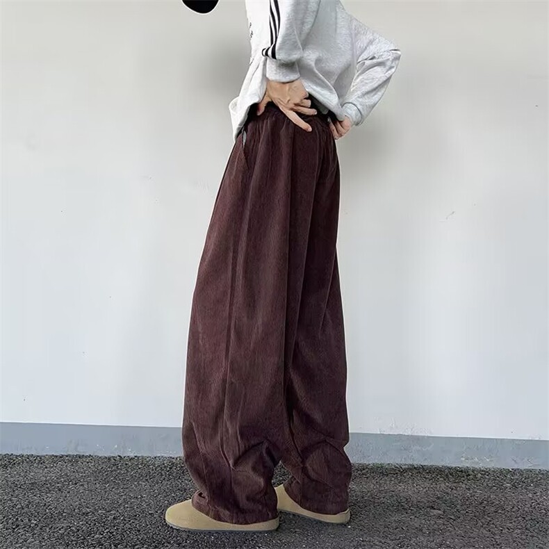 美式春季宽松休闲裤男女复古松弛感阔腿灯芯绒情侣长裤A80711-p52,男装休闲裤,星座1008