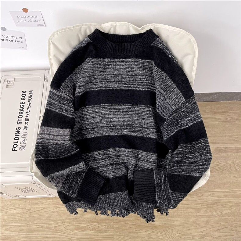 1506A/G31960/P53灰色上衣宽松圆领薄款中长款毛衣，男装针织衫/毛衣，星座1506A